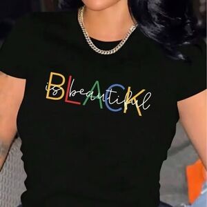 Black Is Beautiful Graphic Tee | Plus Size Cotton Statement T-Shirt)